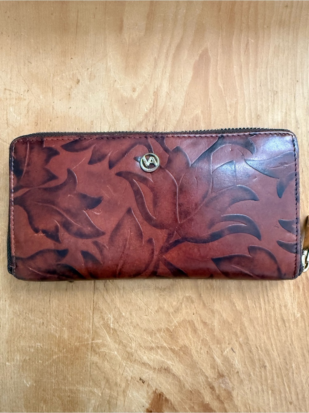 Valentina Tulip Tooled Leather Clutch Wallet Made in Italy